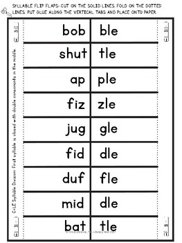 Syllable Types: C+LE Syllables Orton-Gillingham Multisensory Activities ...