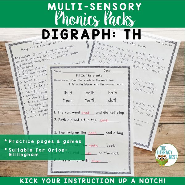 Digraph Th Worksheets And Activities For Orton Gillingham Lessons The Literacy Nest